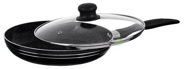 Сковорода з кришкою 24 см темний мармур UNIQUE 5164 ∙ Антипригарна сковорода UN-5164 з мармуровим покриттям та кришкою - мініатюра 2