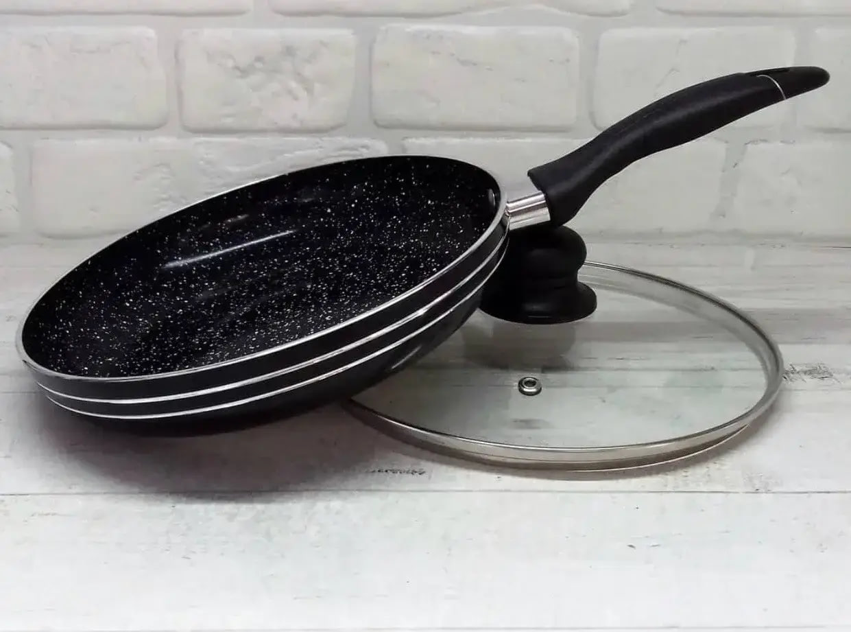 Сковорода з кришкою 24 см темний мармур UNIQUE 5164 ∙ Антипригарна сковорода UN-5164 з мармуровим покриттям та кришкою - мініатюра 5