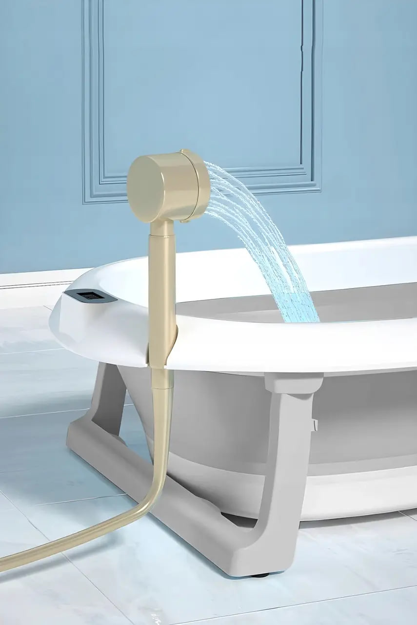 Дитяча ванночка Kanzaa складна з подушкою та вбудованим термометром ∙ Складна силіконова ванночка з термометром Kanzaa - мініатюра 3