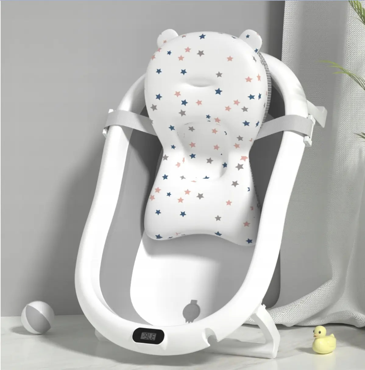 Дитяча ванночка Kanzaa складна з подушкою та вбудованим термометром ∙ Складна силіконова ванночка з термометром Kanzaa - мініатюра 5