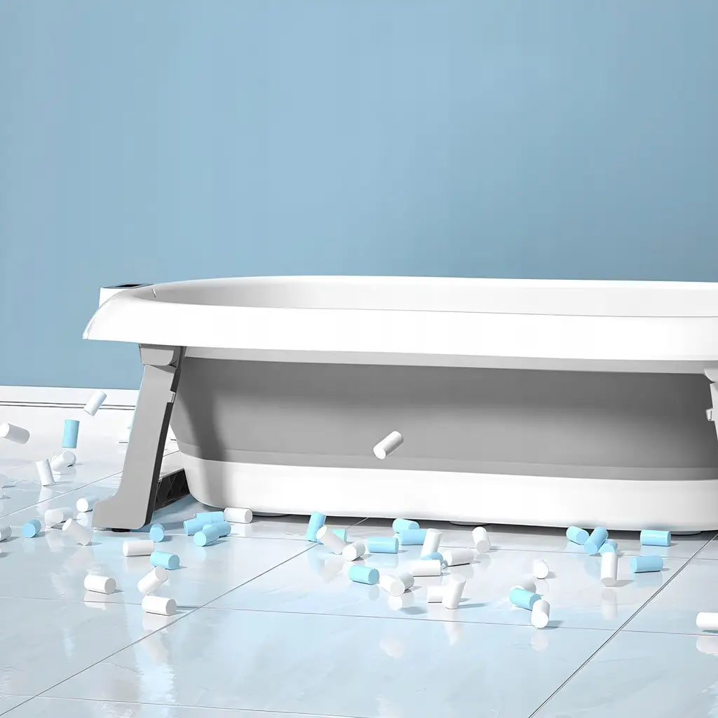 Дитяча ванночка Kanzaa складна з подушкою та вбудованим термометром ∙ Складна силіконова ванночка з термометром Kanzaa - мініатюра 8