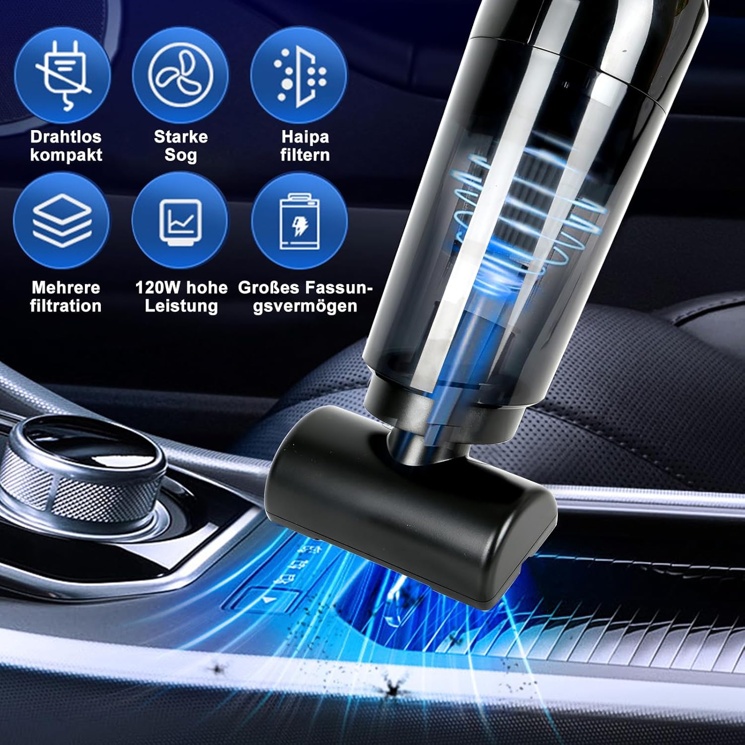 Бездротовий автомобільний пилосос LT-113 з потужним акумулятором ∙ Ручний акумуляторний пилосос LT-113 - мініатюра 4