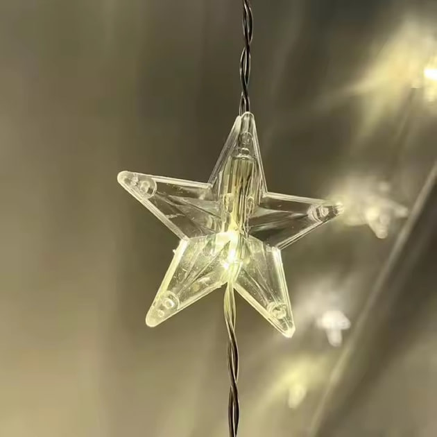 Світлодіодна штора Зірки з USB-живленням 3×3 м тепле світло ∙ Гірлянда Штора 3×3 м Тепла USB Зірки - мініатюра 5