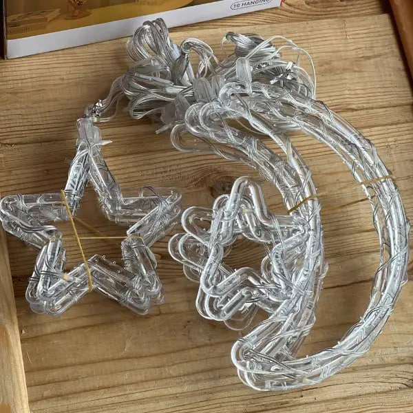 Гірлянда-штора Зірки та Місяць 3 м тепле світло USB ∙ Світлодіодна штора SF-43 із місяцем і зірками - мініатюра 4