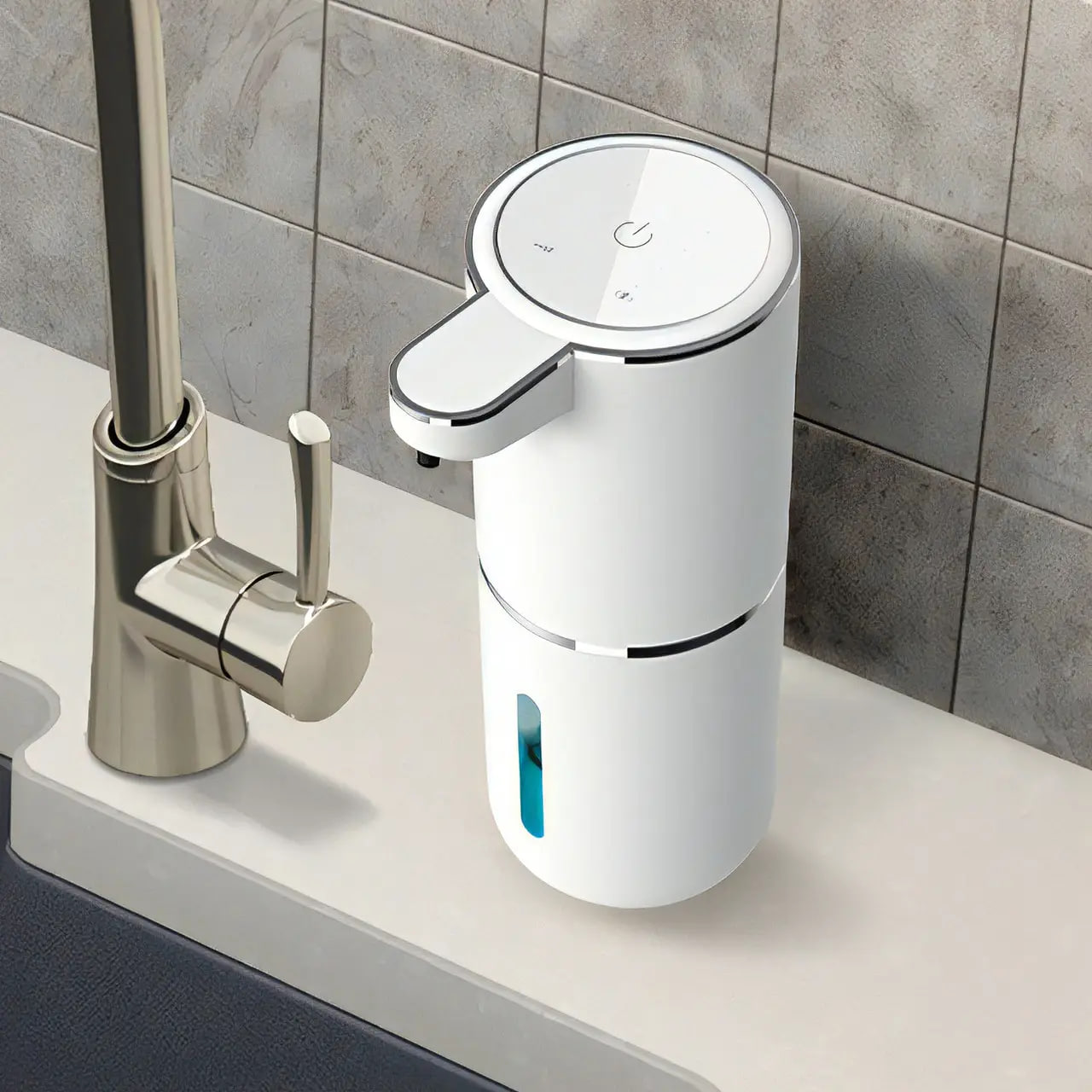 Дозатор сенсорний для піни від акумулятора 1458 ∙ Автоматичний диспенсер для рідкого мила 380 мл з USB зарядкою - мініатюра 11