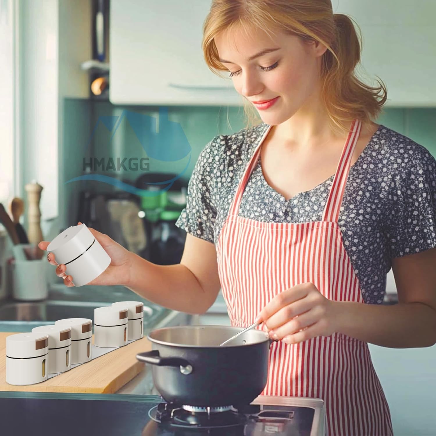 Набір магнітних баночок для спецій ∙ Настінний органайзер для солі та перцю для цукру - мініатюра 8