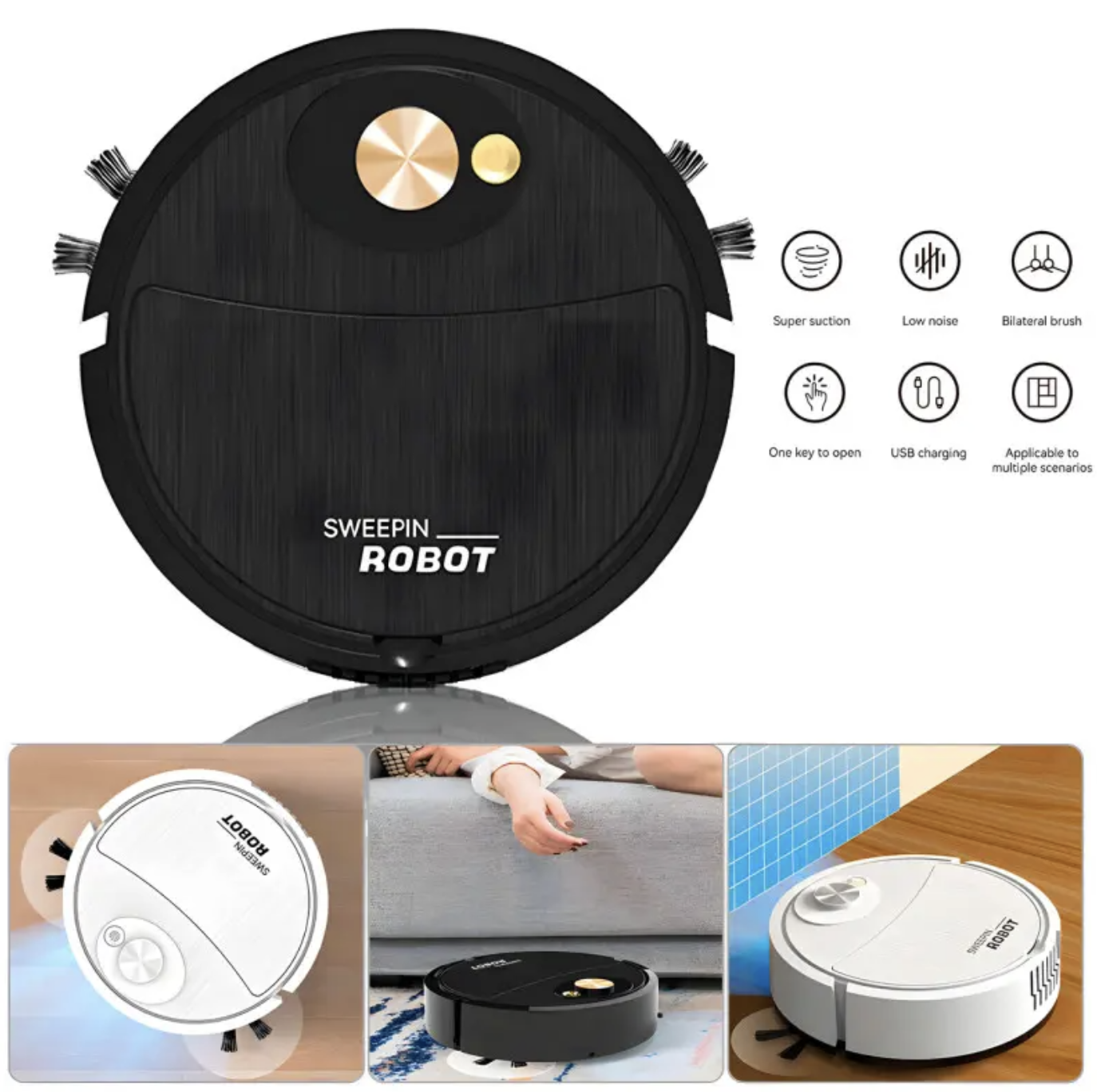 Розумний робот-прибиральник Vacuum 8088 для дому SWEEPING ROBOT ∙ Робот-пилосос Vacuum 8088 Cleaner 3 в 1 - мініатюра 7