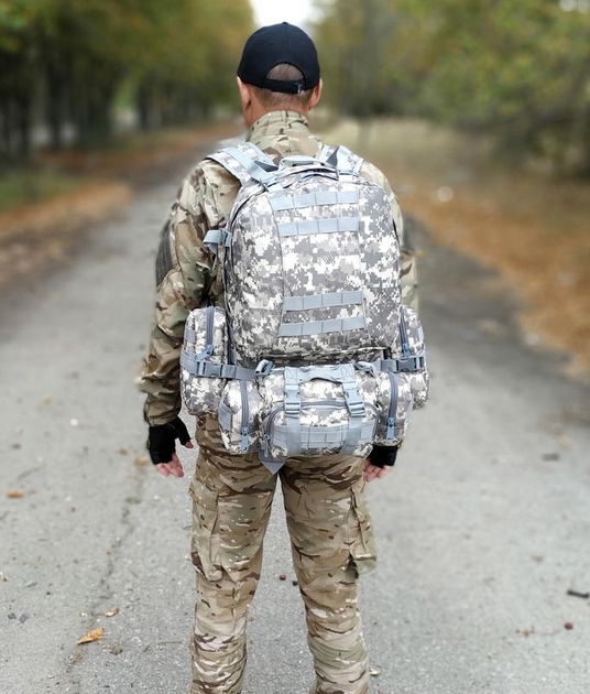 Багатофункціональний армійський рюкзак B08 Pixel 55L із системою MOLLE ∙ Тактичний рюкзак із підсумками B08 Pixel 55L - мініатюра 5