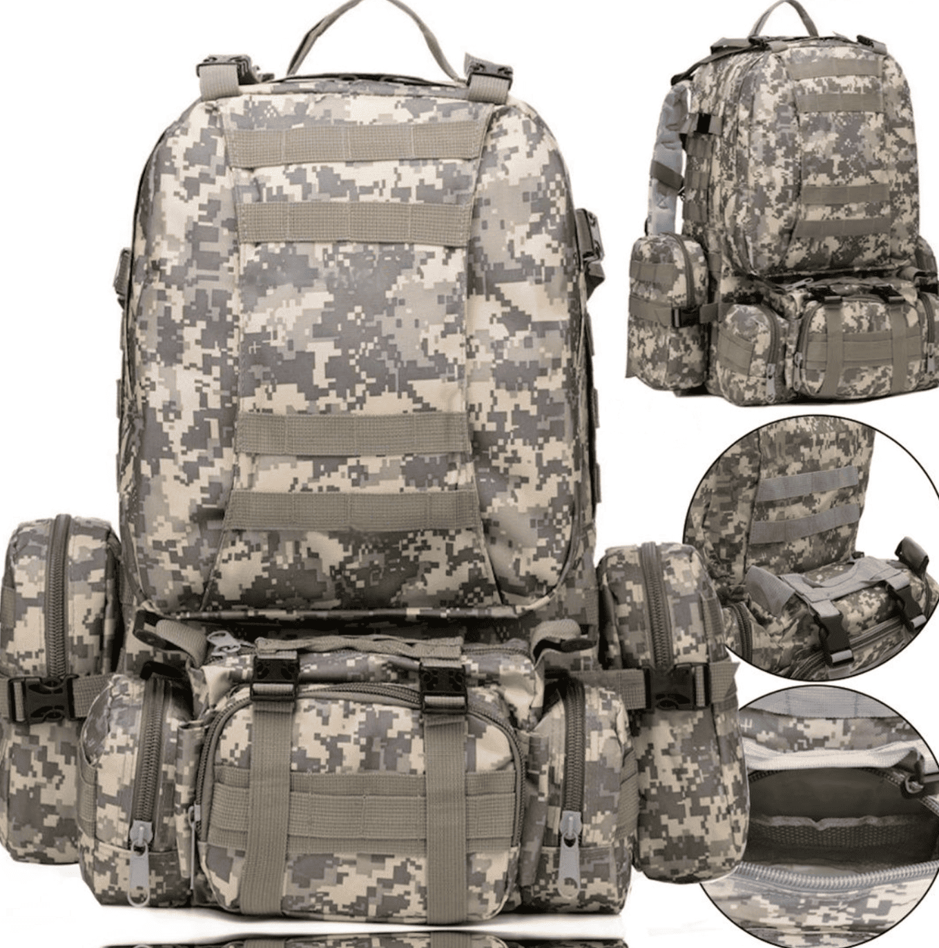 Багатофункціональний армійський рюкзак B08 Pixel 55L із системою MOLLE ∙ Тактичний рюкзак із підсумками B08 Pixel 55L - мініатюра 9