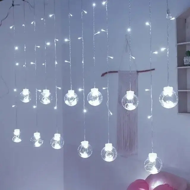 Світлодіодна гірлянда RD-070 Штора Кулька в кульці ∙ Гірлянда-штора RD-070 з білим проводом і білим світлом ламп - мініатюра 8