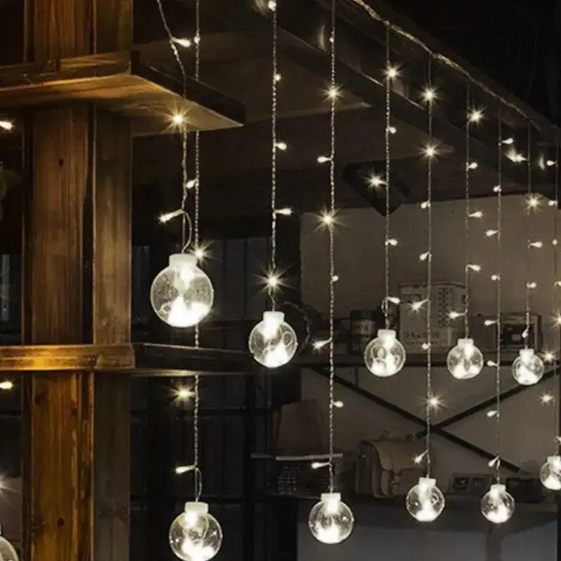 Світлодіодна гірлянда RD-070 Штора Кулька в кульці ∙ Гірлянда-штора RD-070 з білим проводом і білим світлом ламп - мініатюра 9