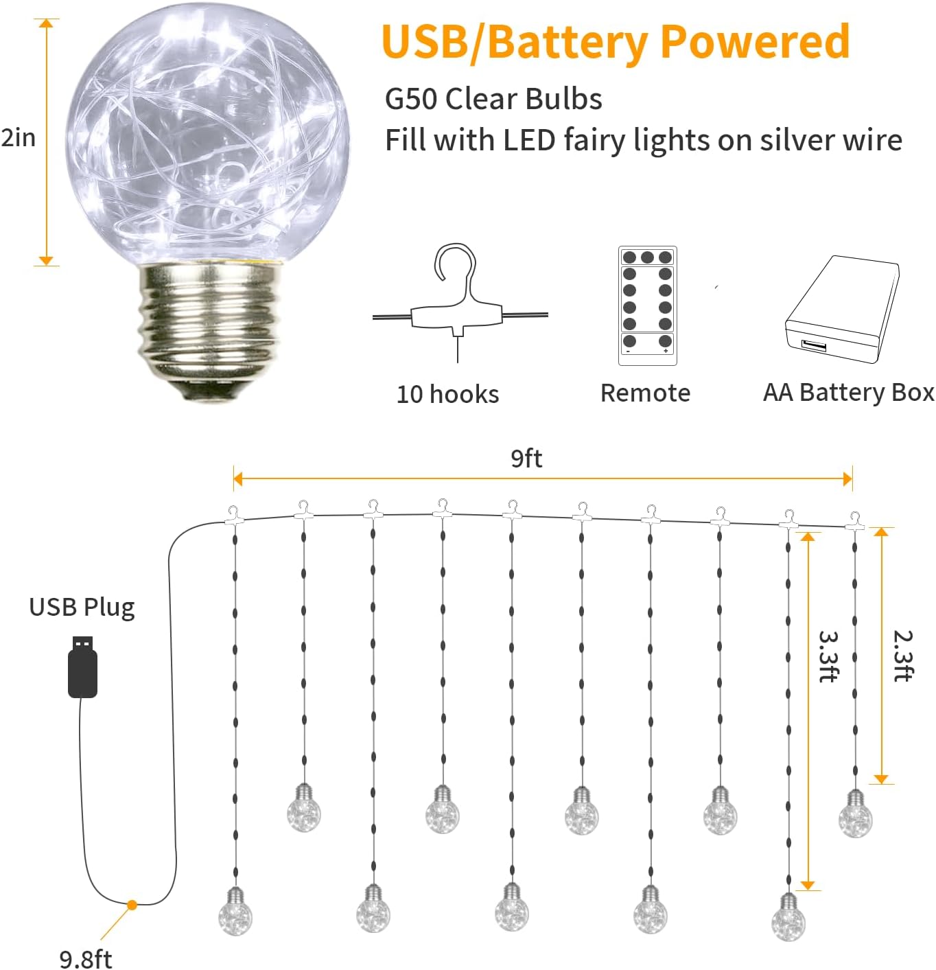 Світлодіодна гірлянда RD-071 штора Кулька в кульці ∙ Гірлянда RD-071 із теплим білим світінням - мініатюра 2