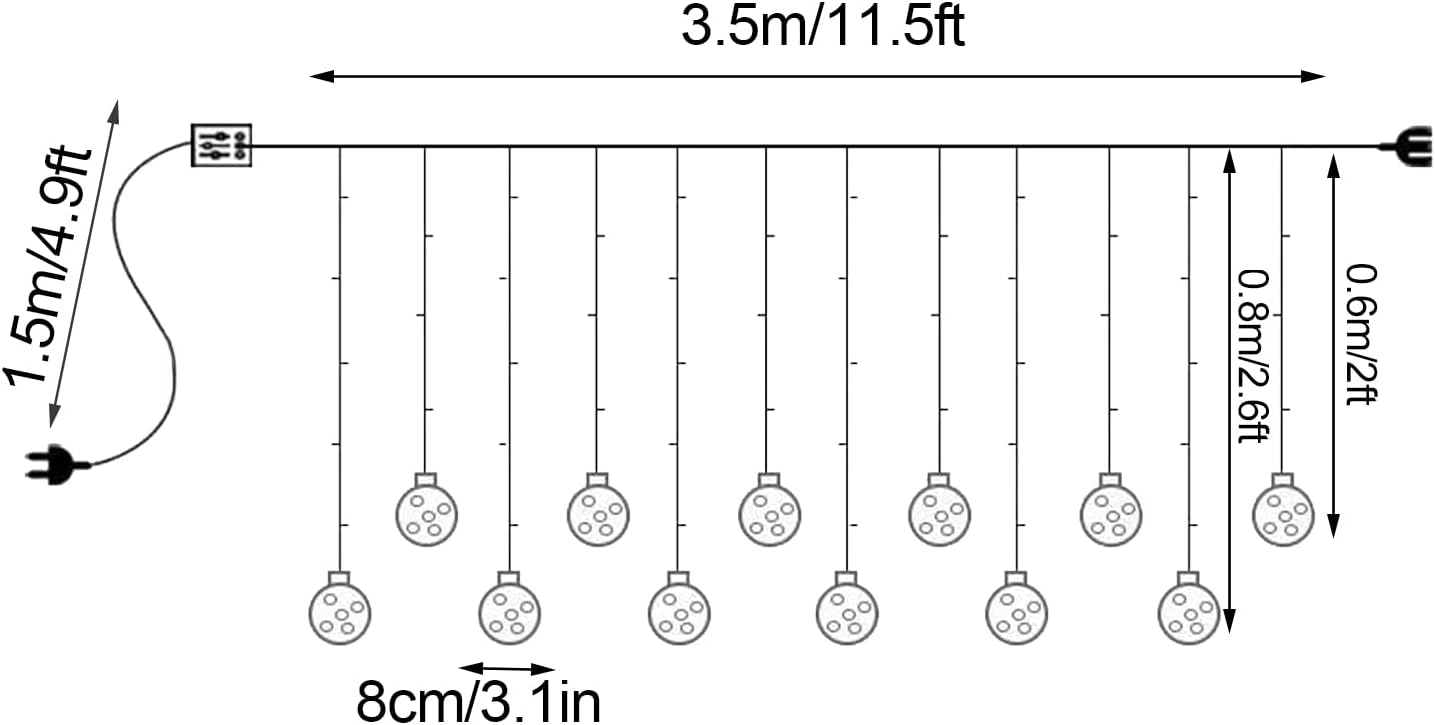 Світлодіодна гірлянда RD-071 штора Кулька в кульці ∙ Гірлянда RD-071 із теплим білим світінням - мініатюра 4