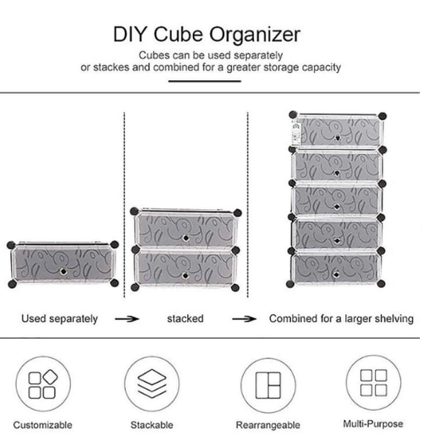 Збірна пластикова шафа-органайзер для дому та квартири 37×37×90 см ∙ Пластикова шафа для взуття 37×37×90 см - мініатюра 2