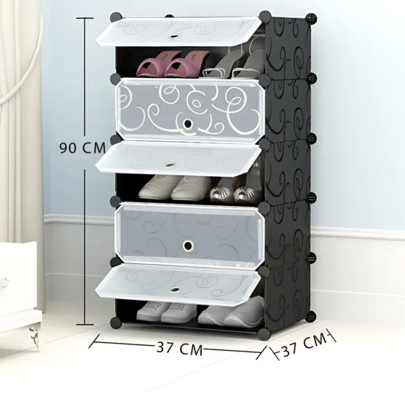 Збірна пластикова шафа-органайзер для дому та квартири 37×37×90 см ∙ Пластикова шафа для взуття 37×37×90 см - мініатюра 7