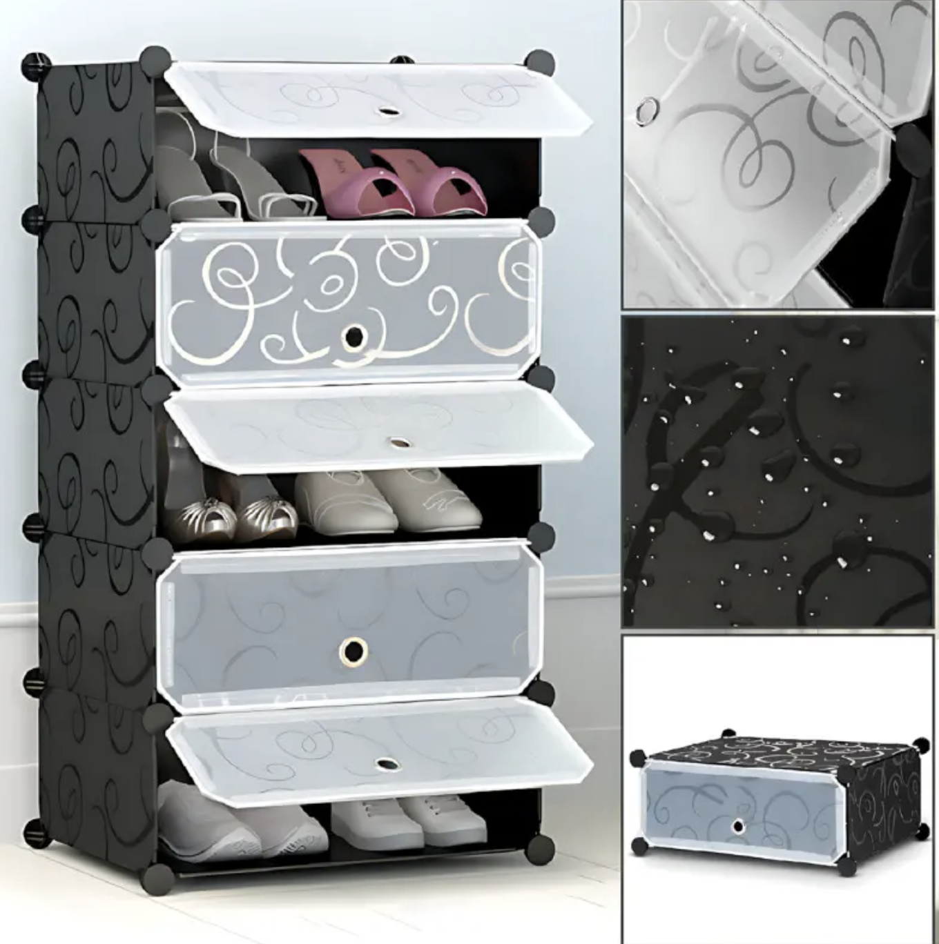 Збірна пластикова шафа-органайзер для дому та квартири 37×37×90 см ∙ Пластикова шафа для взуття 37×37×90 см - мініатюра 8