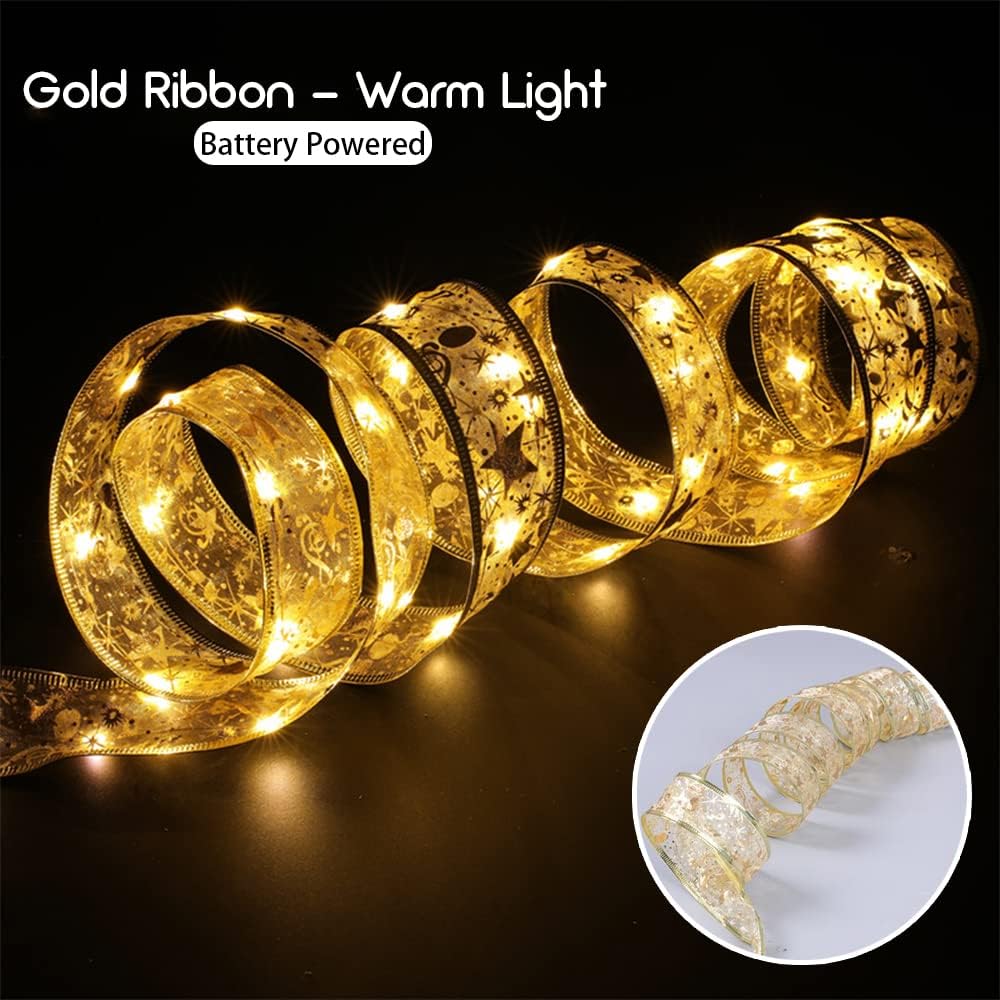 Гірлянда світлодіодна стрічка на ялинку 10 м на батарейках Тепле біле світло ∙ Світлодіодна LED гірлянда 10 м - мініатюра 2