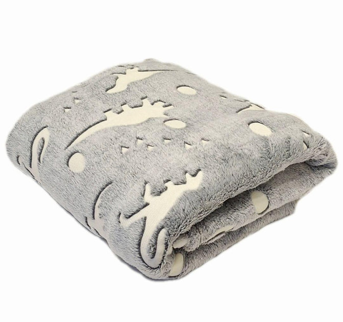 Світячий у темряві плед з динозаврами 100 × 150 см ∙ Флісовий плед, що світиться у темряві  Динозаври