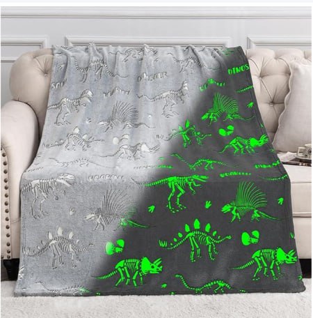 Світячий у темряві плед з динозаврами 100 × 150 см ∙ Флісовий плед, що світиться у темряві Динозаври - мініатюра 9