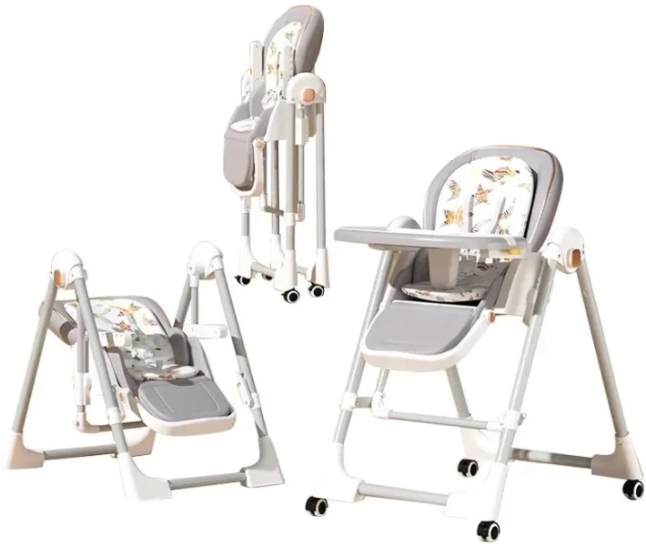 Стільчик-шезлонг для годування BabyChair Z901 з регульованою спинкою та столиком ∙ Шезлонг-стілець BabyChair Z901 з колесами та складною конструкцією - мініатюра 2