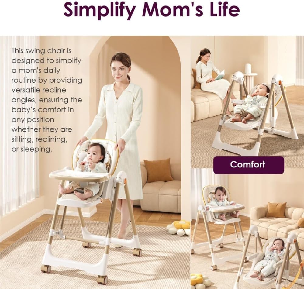 Стільчик-шезлонг для годування BabyChair Z901 з регульованою спинкою та столиком ∙ Шезлонг-стілець BabyChair Z901 з колесами та складною конструкцією - мініатюра 4