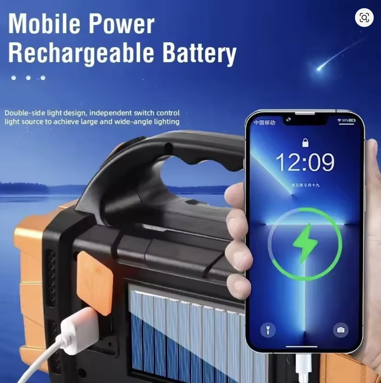 Акумуляторний LED ліхтар-лампа Hurry Bolt HB-2678 з Power Bank на сонячній батареї ∙ Мультифункціональний портативний ліхтар Hurry Bolt HB-2678 - мініатюра 10