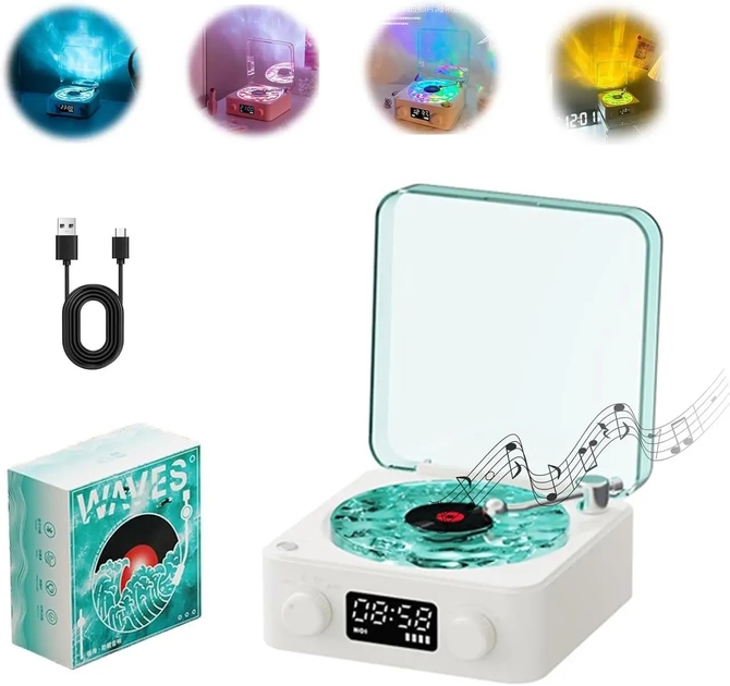 Колонка Bluetooth з нічником — вініловий програвач Waves ∙ Нічник Вініловий програвач з Bluetooth-колонкою та RGB-підсвіткою Waves - мініатюра 3