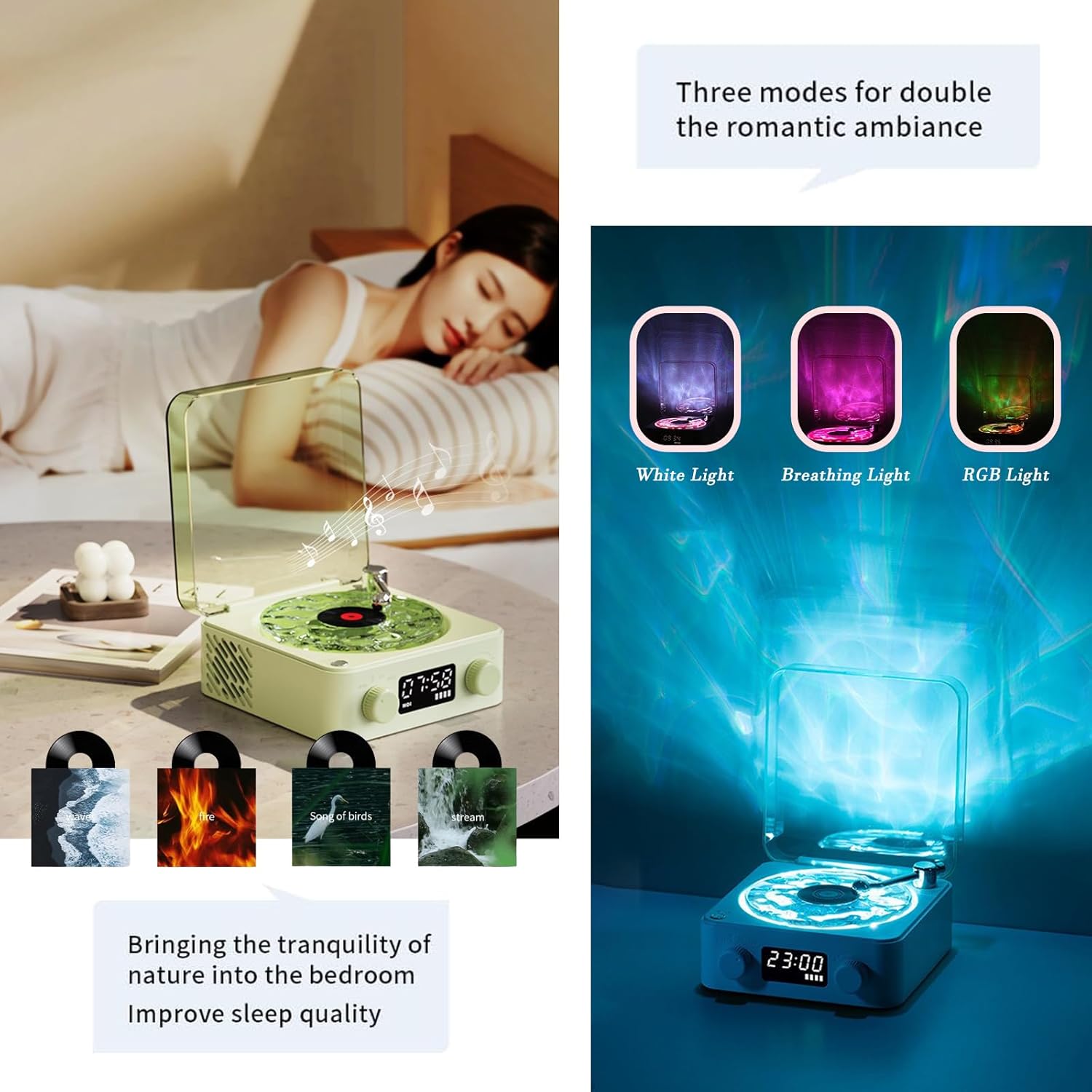 Колонка Bluetooth з нічником — вініловий програвач Waves ∙ Нічник Вініловий програвач з Bluetooth-колонкою та RGB-підсвіткою Waves - мініатюра 4