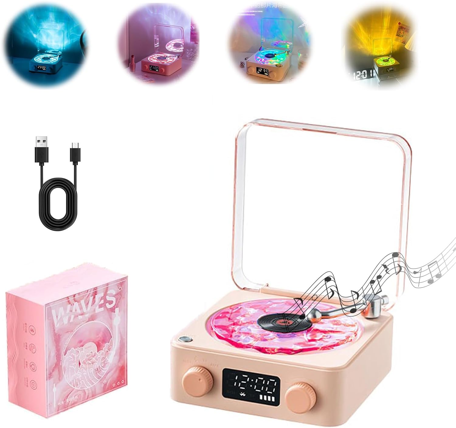 Колонка Bluetooth з нічником — вініловий програвач Waves ∙ Нічник Вініловий програвач з Bluetooth-колонкою та RGB-підсвіткою Waves - мініатюра 8
