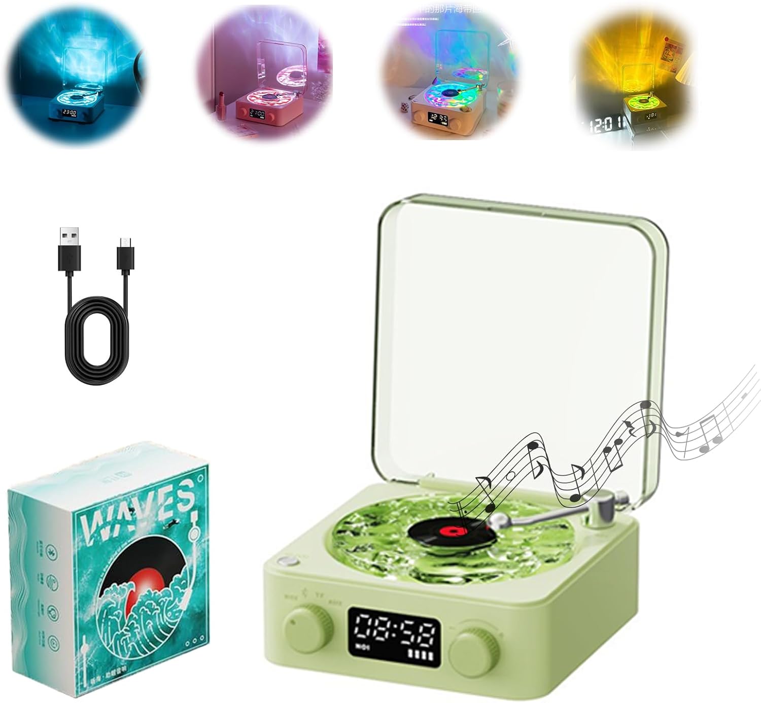 Колонка Bluetooth з нічником — вініловий програвач Waves ∙ Нічник Вініловий програвач з Bluetooth-колонкою та RGB-підсвіткою Waves - мініатюра 12