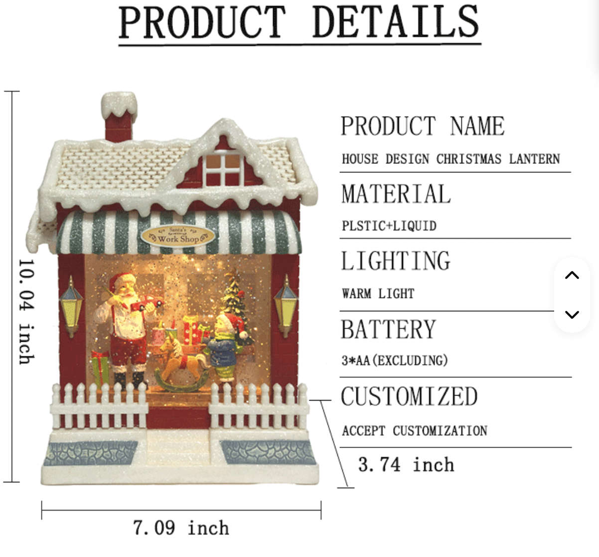 Новорічний LED нічник XMAS WDL-24058 Різдвяний магазин ∙ Нічник XMAS WDL-24058 з музичним ефектом та сніговим вихором - мініатюра 8