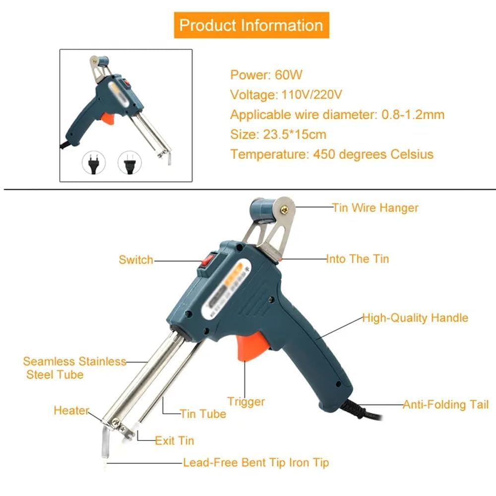 Електричний паяльник GT-10 з автоматичною подачею припою 60W ∙ Професійний паяльник GT-10 з регулюванням температури - мініатюра 3