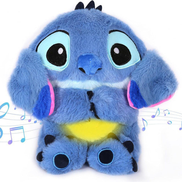 Дитяча інтерактивна іграшка-нічник Веселий Стіч світильник для сну ∙ Дихаюча плюшева іграшка Стіч для сну