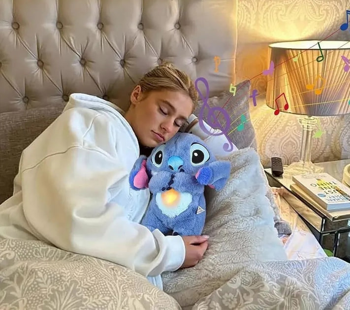 Дитяча інтерактивна іграшка-нічник Веселий Стіч світильник для сну ∙ Дихаюча плюшева іграшка Стіч для сну - мініатюра 5