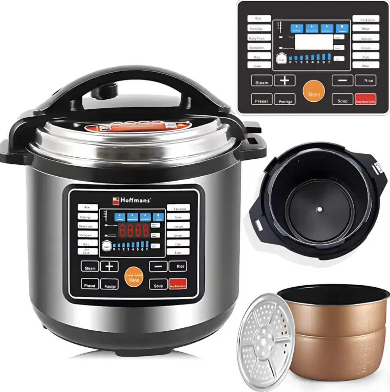 Мультиварка-скороварка Hoffmans HM-719 з дисплеєм та 14 програмами ∙ Мультиварка Hoffmans 8L 1600W HM-719 - мініатюра 10