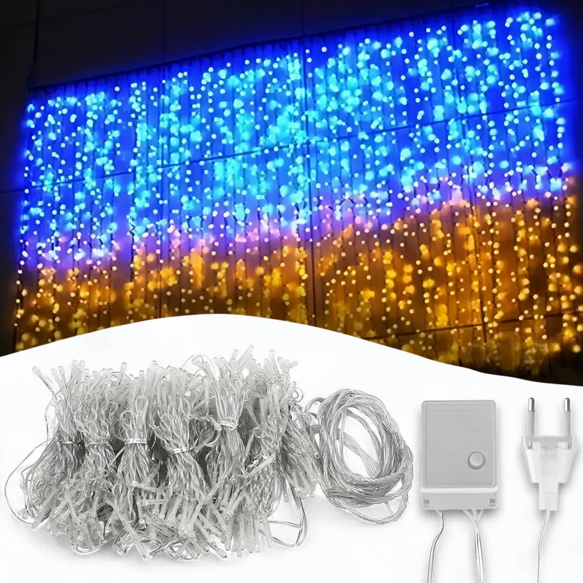 Гірлянда Штора SFK-10 прапор України з пультом USB 3*3 м ∙ Штора-гірлянда SFK-10USB прапор України 3*3 м - мініатюра 2