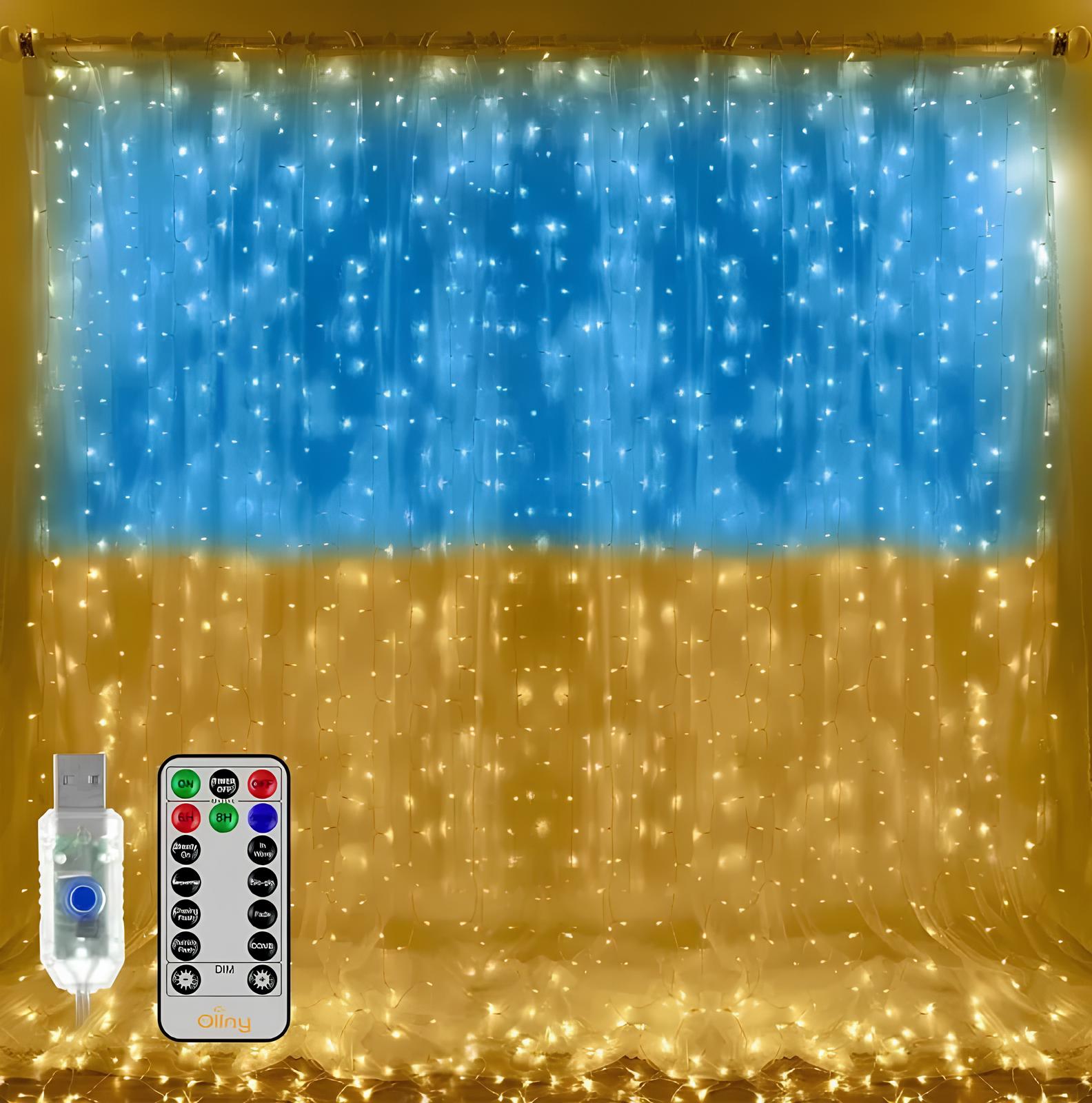 Гірлянда Штора SFK-09 прапор України з пультом USB 2×2 м ∙ Штора-гірлянда SFK-09 USB прапор України 2×2 м - мініатюра 5