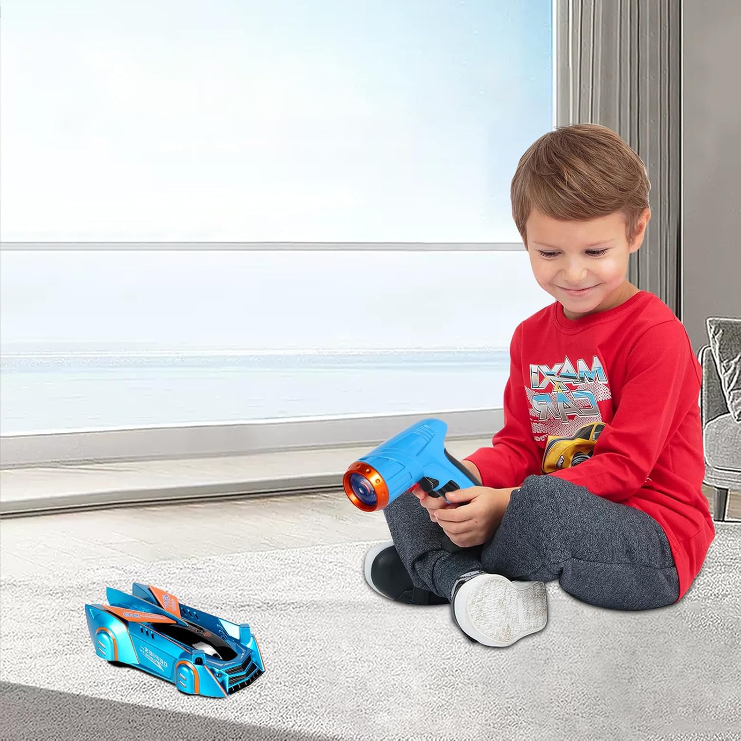 Антигравітаційна машинка з лазерним пістолетом від USB та батарейок ∙ Іграшкова лазерна машинка з LED-ефектами - мініатюра 5