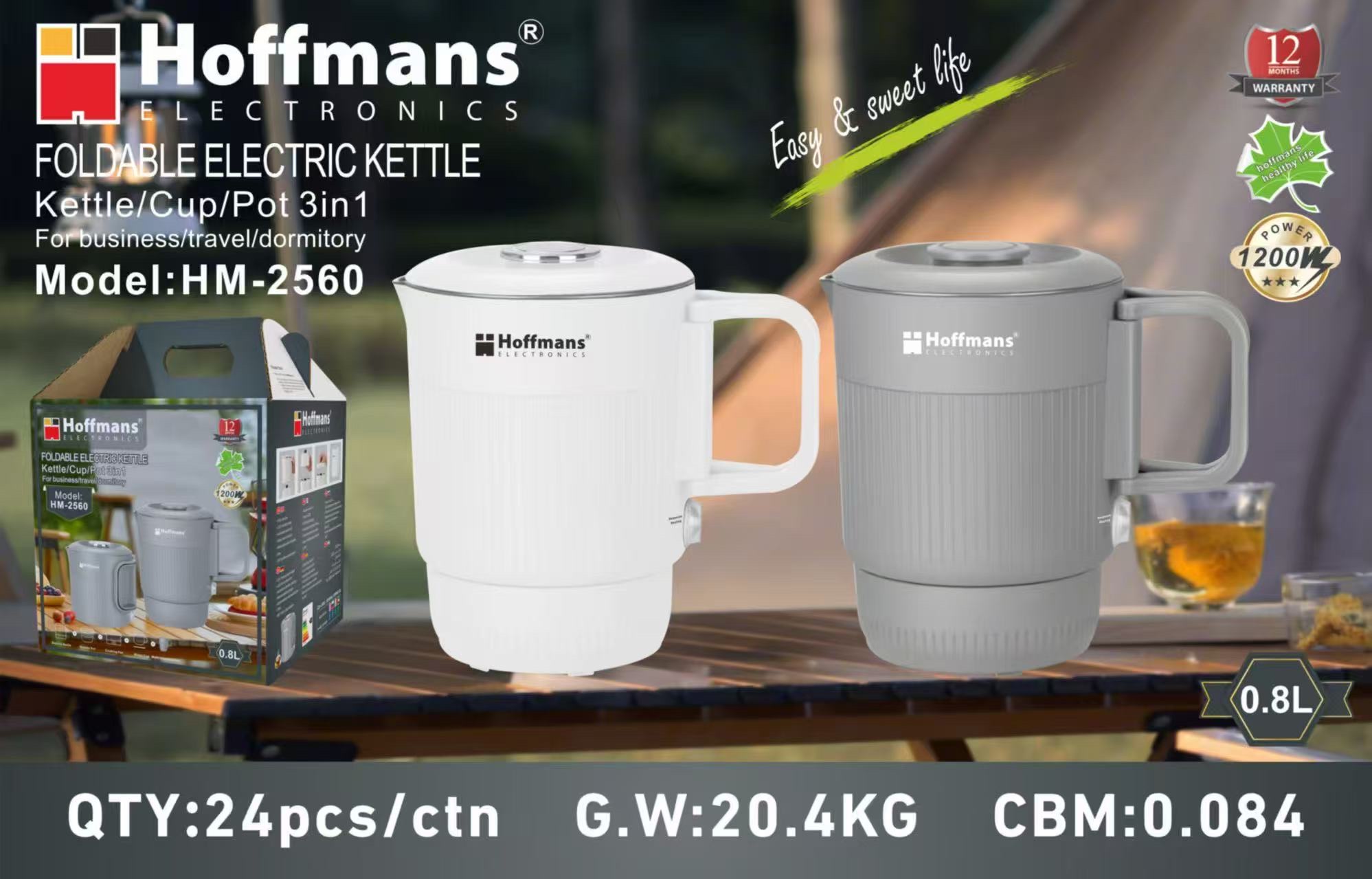 Електрочайник-кастрюля Hoffmans 0,8L 1200W HM-2560 ∙ Компактна електрокаструля Hoffmans HM-2560 для води та простих страв - мініатюра 2
