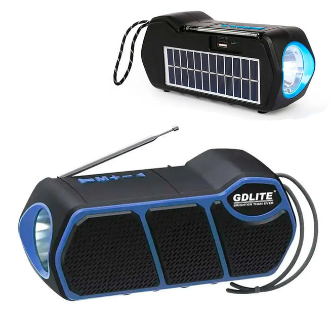 Радіоприймач акумуляторний 3в1 із USB-зарядкою LED-ліхтарем MP3-плеєром ∙ Портативний радіоприймач GD-LITE-11 із сонячною панеллю та Bluetooth - мініатюра 2