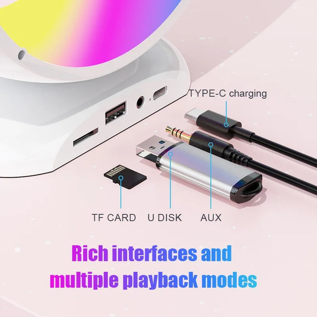 Лампа-нічник YS-110 з RGB-підсвіткою та караоке, з двома мікрофонами ∙ Багатофункціональна лампа-колонка YS-110 - мініатюра 5