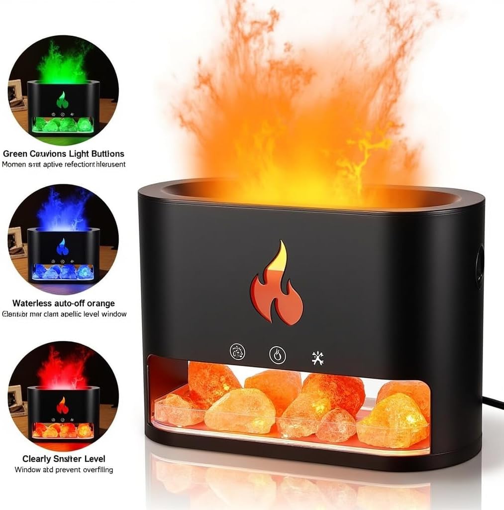 Багатофункціональна лампа-аромадифузор Docsal Flame з LED-підсвічуванням ∙ Лампа-зволожувач повітря Docsal Flame 3в1 - мініатюра 2