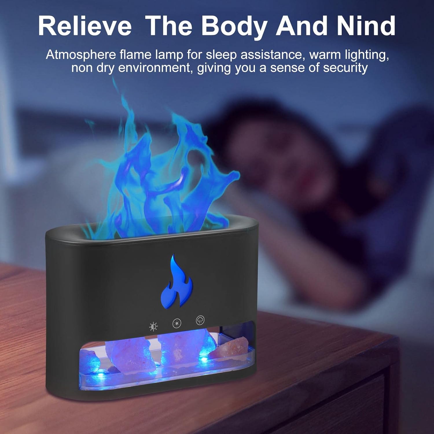 Багатофункціональна лампа-аромадифузор Docsal Flame з LED-підсвічуванням ∙ Лампа-зволожувач повітря Docsal Flame 3в1 - мініатюра 7