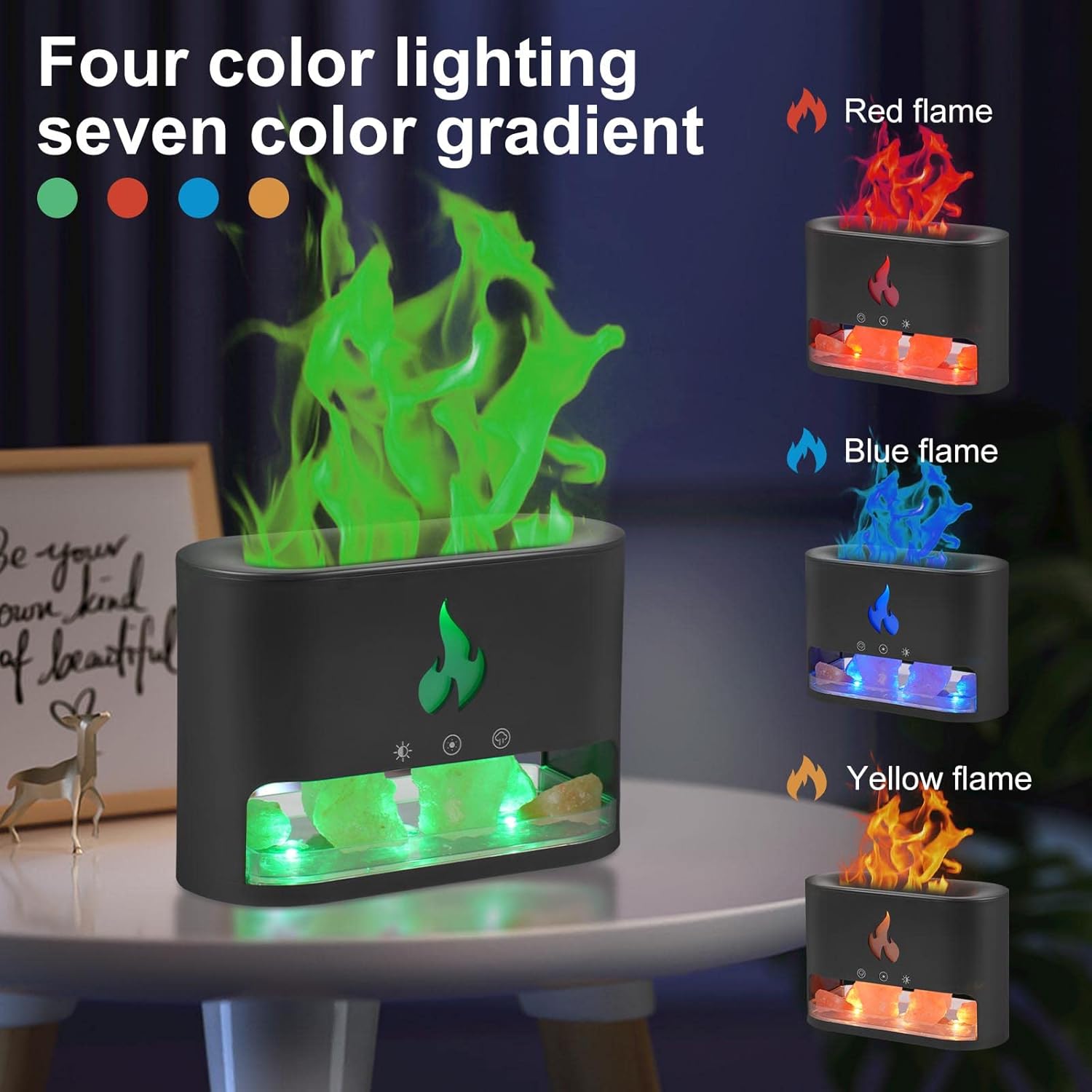 Багатофункціональна лампа-аромадифузор Docsal Flame з LED-підсвічуванням ∙ Лампа-зволожувач повітря Docsal Flame 3в1 - мініатюра 9