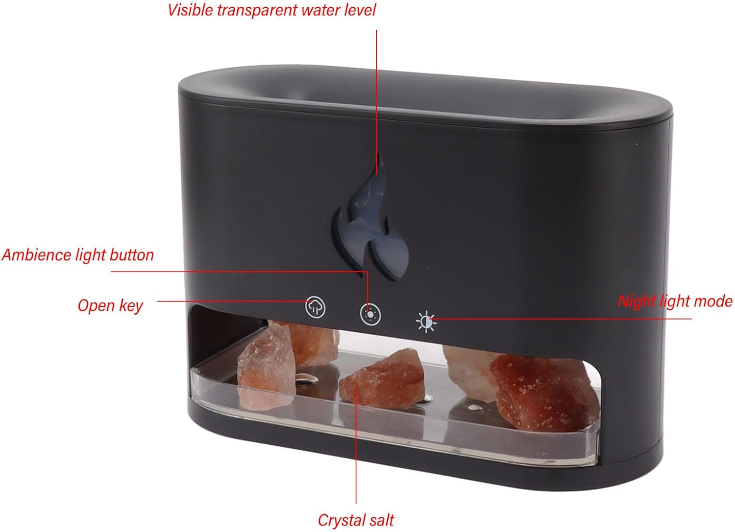 Багатофункціональна лампа-аромадифузор Docsal Flame з LED-підсвічуванням ∙ Лампа-зволожувач повітря Docsal Flame 3в1 - мініатюра 10