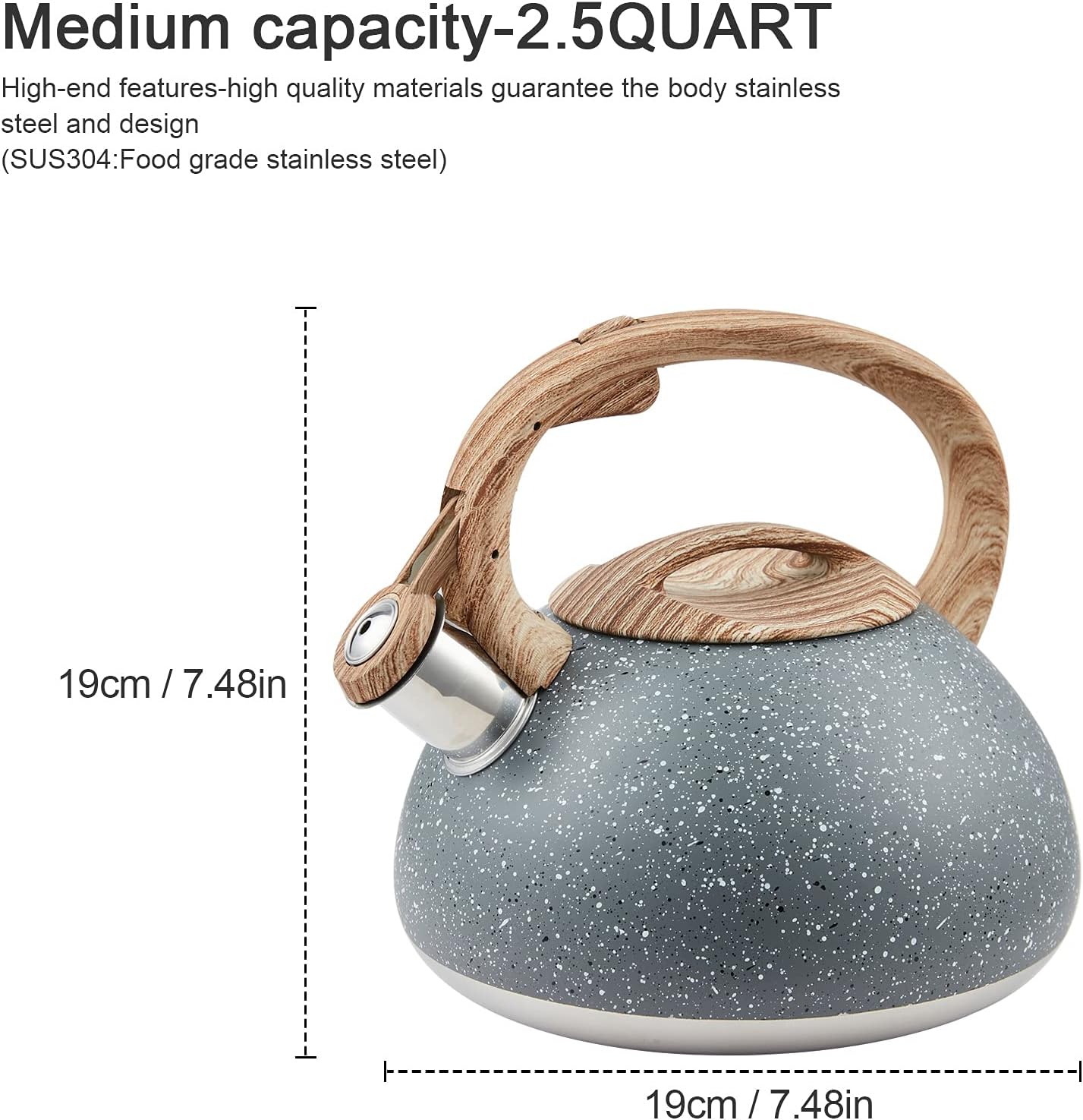 Універсальний чайник UNIQUE UN-5306 з мармуровим покриттям ∙ Чайник UNIQUE UN-5306 2,7 л - мініатюра 7