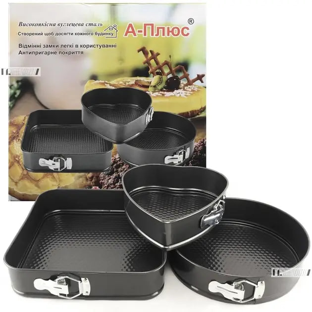 Роз’ємні форми різні UNIQUE UN-1703 3 в 1 ∙ Набір роз’ємних форм для випічки UNIQUE UN-1703 - мініатюра 3