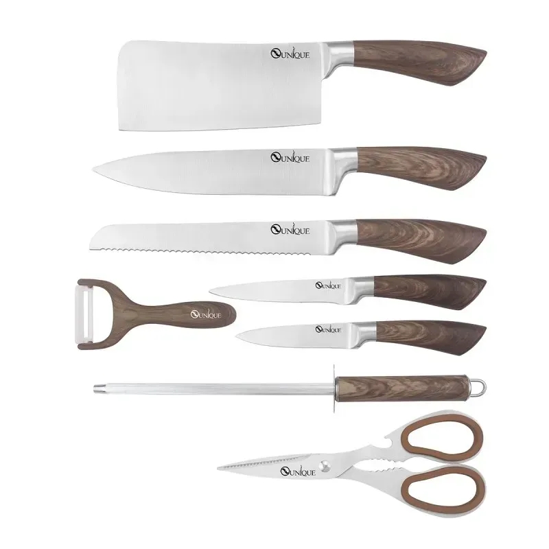 Комплект ножів Unique UN-1833 для кухні 9 шт нержавіюча сталь на підставці ∙ Набір кухонних ножів UNIQUE UN-1833 - мініатюра 9