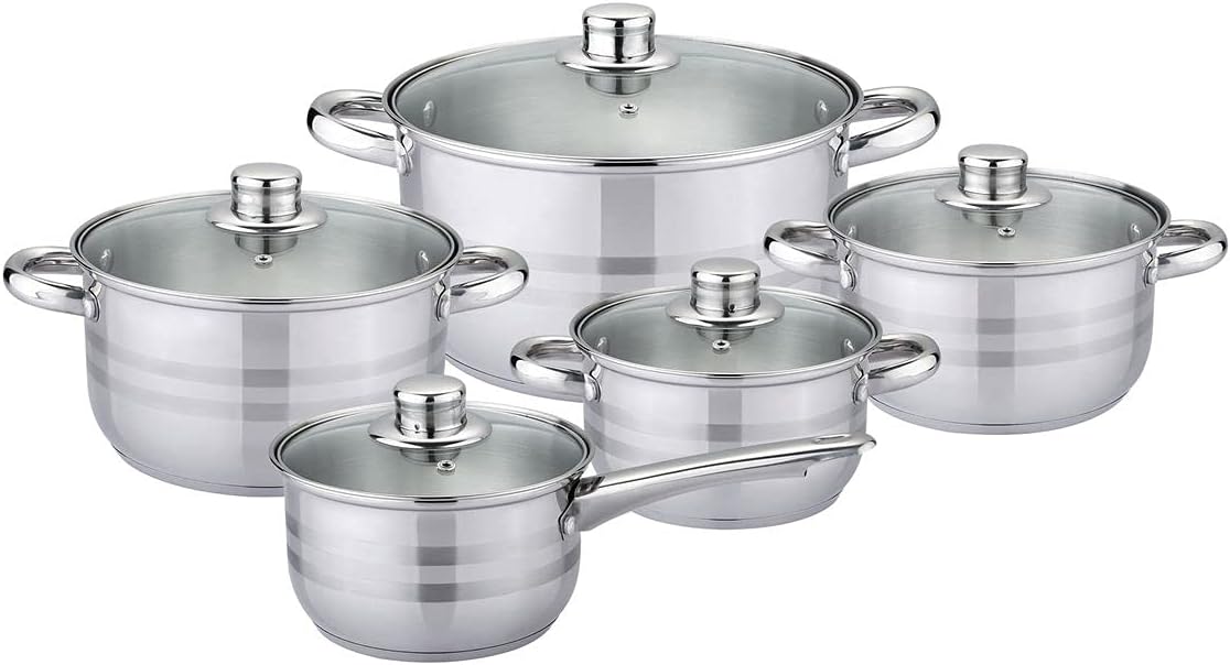 Набір каструль UNIQUE UN-5033 12 предметів ∙ Комплект кухонного посуду UNIQUE UN-5033 з нержавіючої сталі