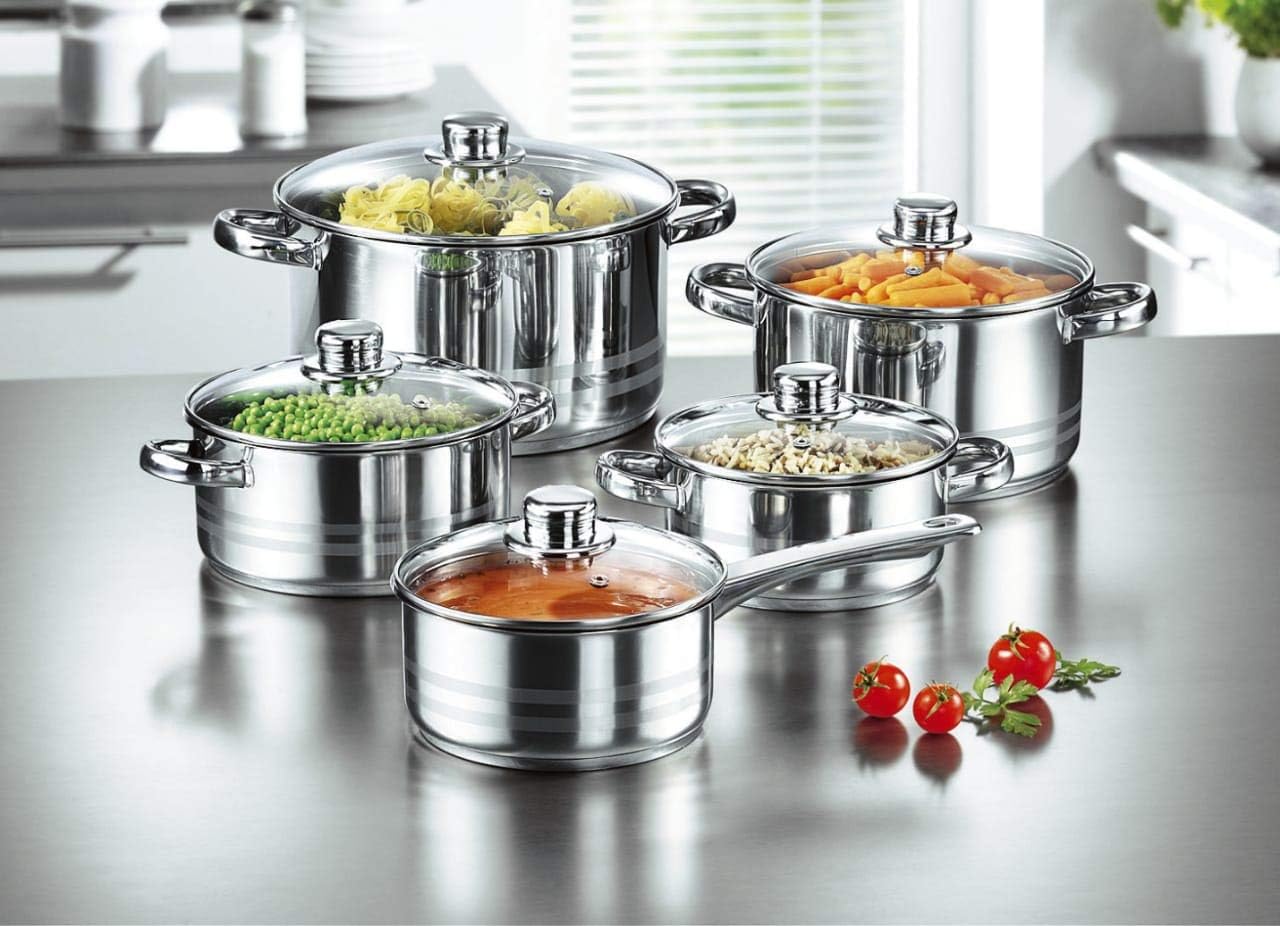 Набір каструль UNIQUE UN-5033 12 предметів ∙ Комплект кухонного посуду UNIQUE UN-5033 з нержавіючої сталі - мініатюра 3